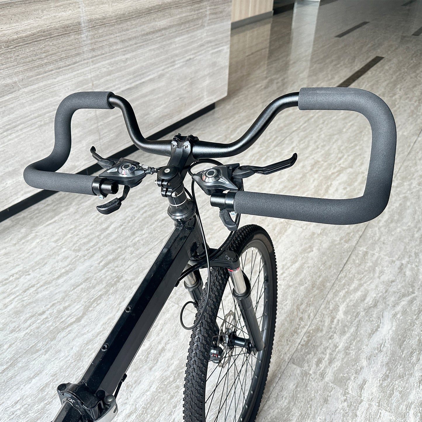 B194 Trekking Bike Handlebar, Long Ride Rest Bar, Uprise, 31.8mm, with Sponge Grips
