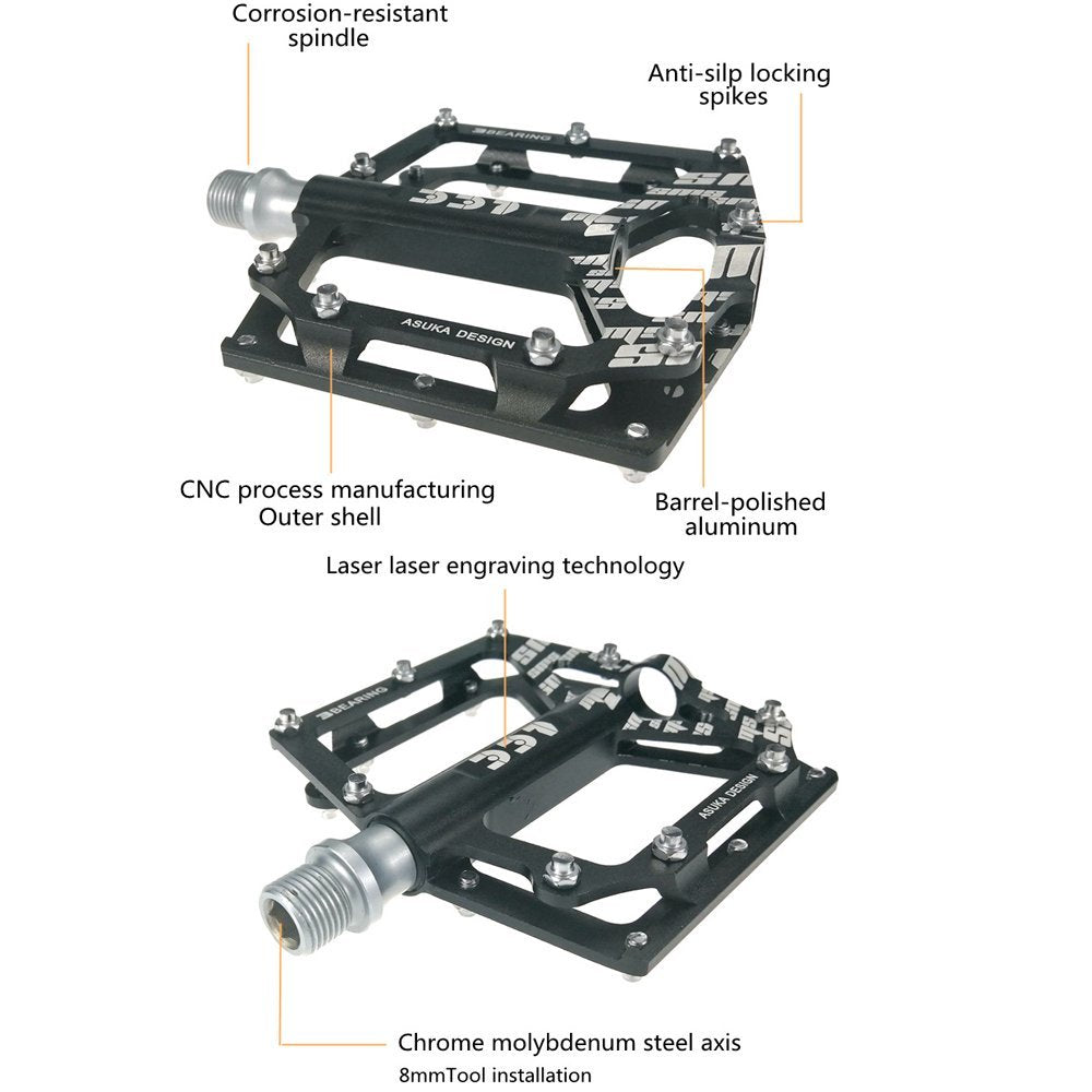 UPANBIKE Bike Pedals 9/16'' 3 Bearing Flat Platform B620 - UPANBIKE