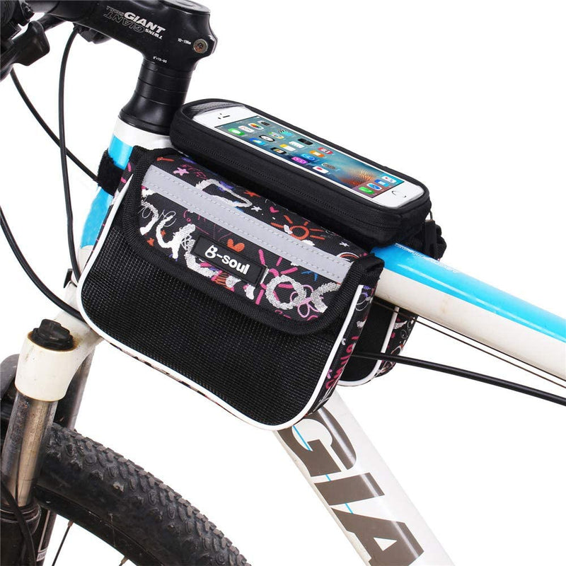 UPANBIKE Bike Front Tube Bag 2.5L Oxford Cloth Front Frame Bag With Transparent TPU Touch Screen For 5.5inch Phone B726 - UPANBIKE