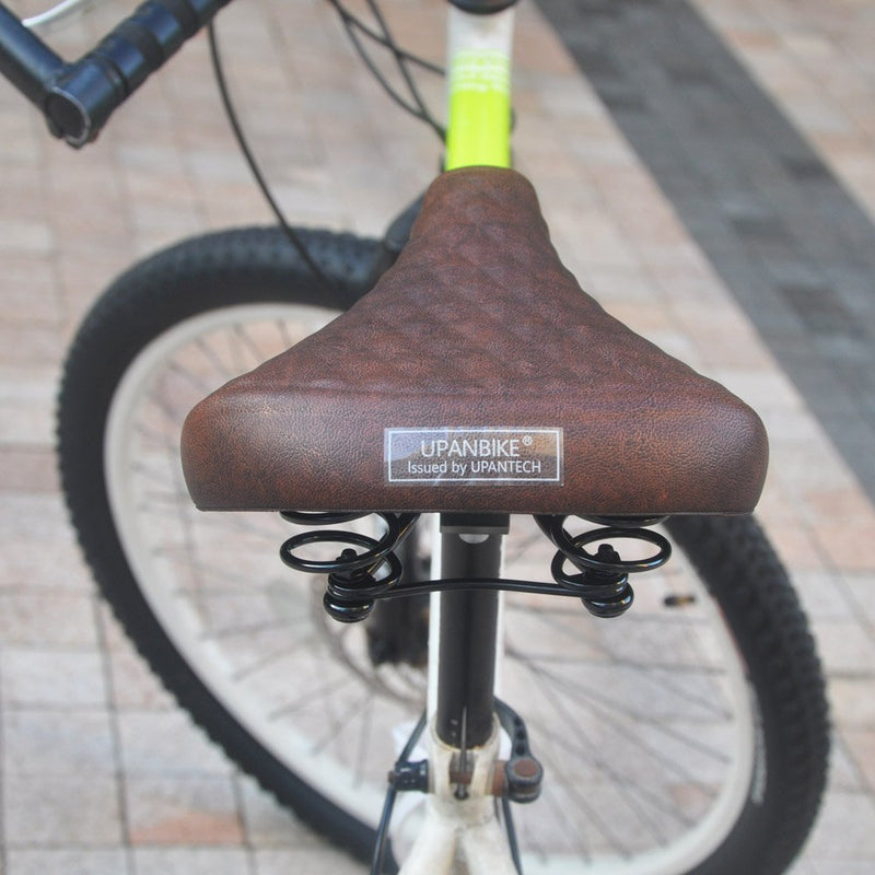 UPANBIKE Widened Rhombus Lines Smooth Leather Bike Saddle B319 - UPANBIKE