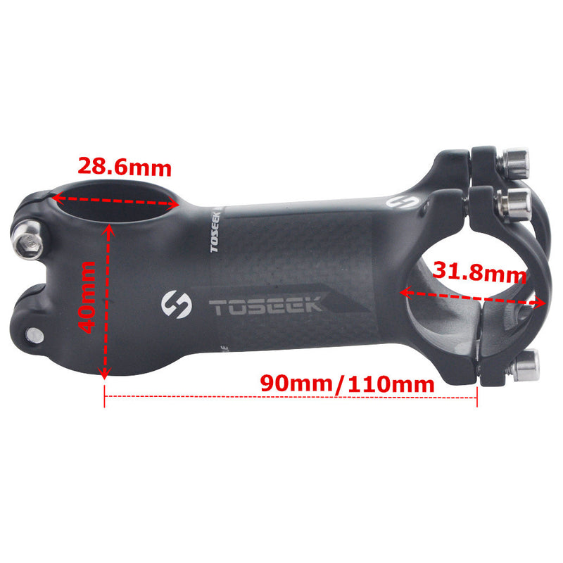 UPANBIKE Bike Stem Aluminum Alloy+3K Carbon Fiber 1 1/8" 31.8mm*90mm 110mm Degree 6 Degree 17 TX015 - UPANBIKE